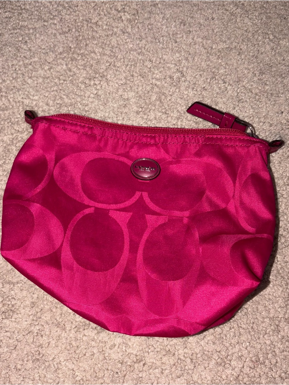 Coach Vintage Fuchsia Pink Nylon Small Makeup Bag